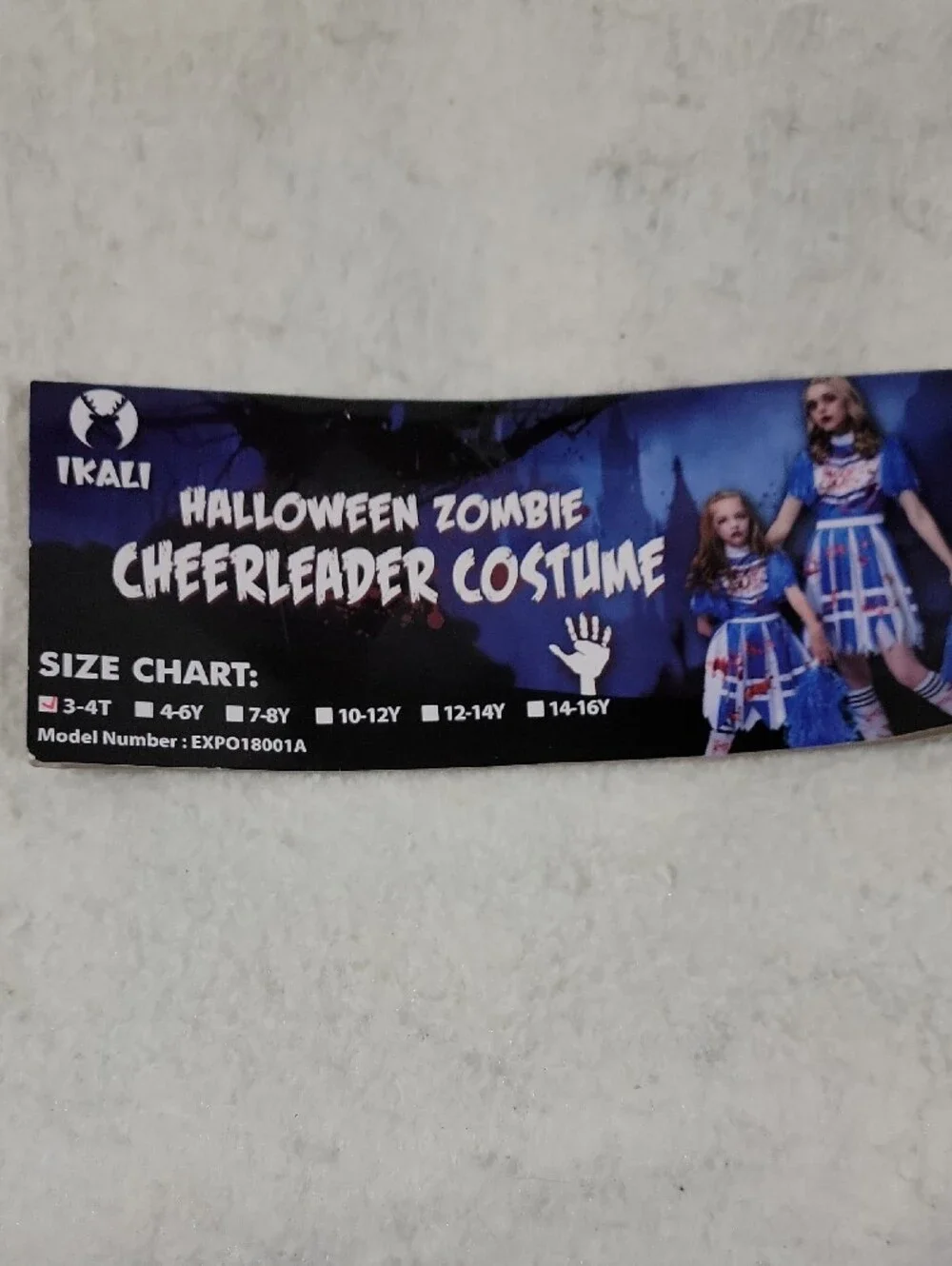 Ikali Blue, White and Red Girls Zombie Cheerleader Costume with Pom-Poms 3t/4t